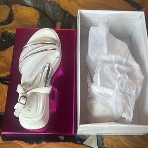 KAYLEEN By Los Angeles White and Silver Strappy Sandals
